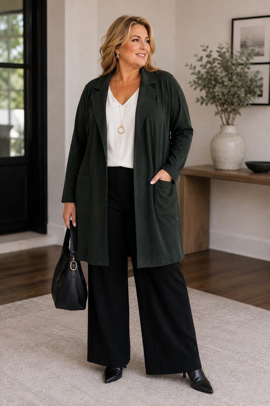 Persona By Marina Rinaldi Oversized Duster Coat Forest Green Longline Jacket 18